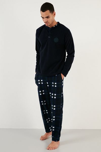 Buratti Σετ πιτζάμες με κανονική εφαρμογή Crew Neck Winter Soft Textured Fleece Σετ ανδρικές πιτζάμες 6096