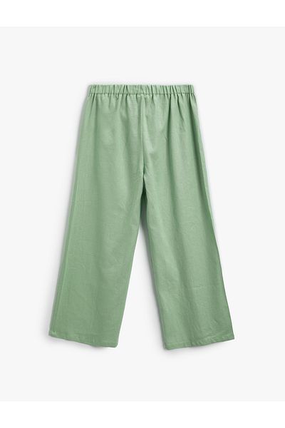 Koton Pantaloni largi din in, cu detaliu de curea