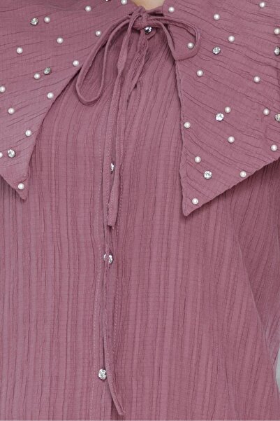 Sevitli Geniş Yaka İncili Tunik-gülkurusu