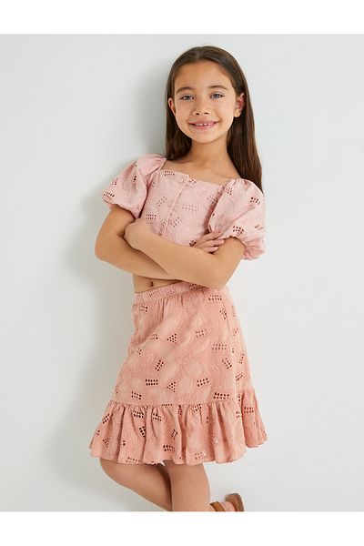 Koton Elastic Waist Scalloped Skirt - Ruffle Detailed