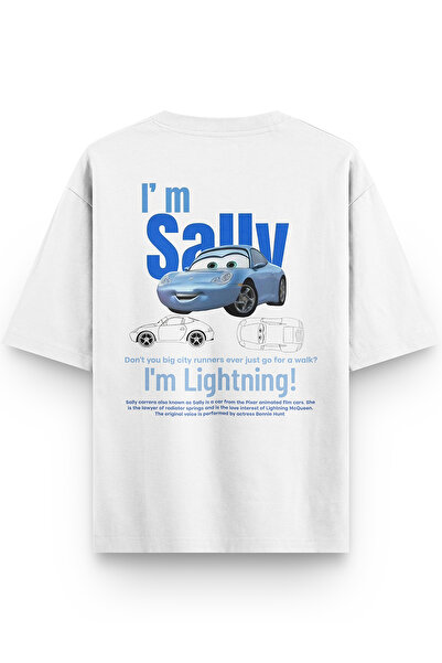 Overoz Mcqueen Sally Біла футболка оверсайз з принтом - унісекс, принт на спині 1228