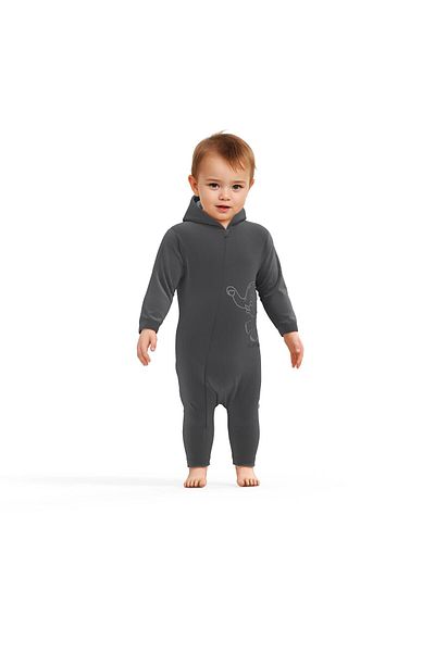 BabyCosy Salopetă din catifea organică cu glugă și fermoar