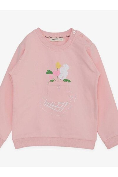 Zekids Girl's Cotton Pocket Detailed Sweatshirt