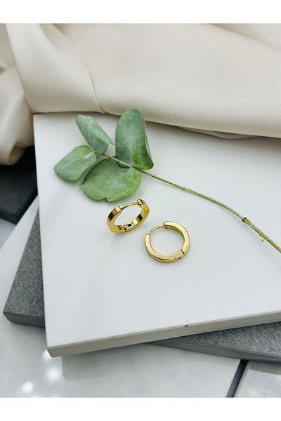 Lumiera Gold Hoop Steel Earrings 2 - Stylish and Comfortable