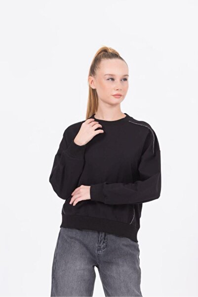 Zekids Hanorac pentru fetiță cu dungi cu sclipici și piatră