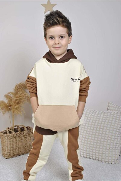 MİNİKO KİDS Boy's Kangaroo Pocket Cotton Hooded Tracksuit