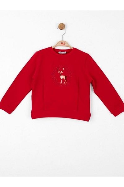 NK Girl's Shiny Deer Printed Sweatshirt