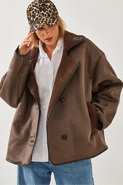 Bianco Lucci Laminierter Plüschmantel für Damen 60351155