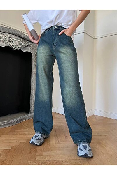 DENİKK Denim taşlanmış  rahat kalıp baggy pantolon