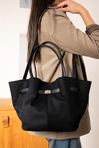 Lifonbag Dámská semišová kabelka z pravé kůže s dlouhým popruhem a zapínáním na magnet s podšívkou přes rameno a do ruky