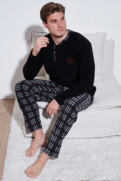 Buratti Σετ πιτζάμες με κανονική εφαρμογή Crew Neck Winter Soft Textured Fleece Σετ ανδρικές πιτζάμες 6096