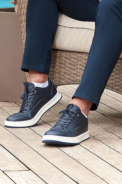 İmza Pantofi casual cu șireturi din piele naturală bleumarin închis cu talpă termică1033240154