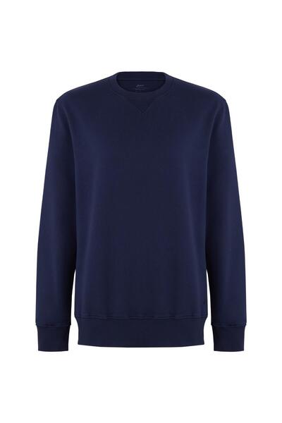 Jerf Lydney Kadın V Detaylı Sıfır Yaka Sweatshirt Lacivert