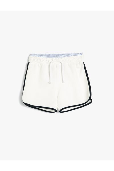 Koton Cotton Sports Shorts - Double Waist and Ribbed Elastic Waist Detail