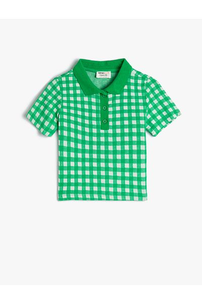 Koton T-Shirt Polo Crop με κοντό μανίκι με λεπτή εφαρμογή