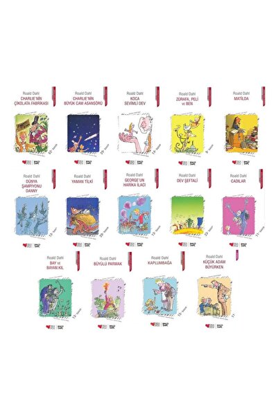 Can Çocuk Roald Dahl 14 Kitap / Charlie'nin Çikolata Fabrikası - dev şeftali - Cadılar - Matilda -Yaman Tilki
