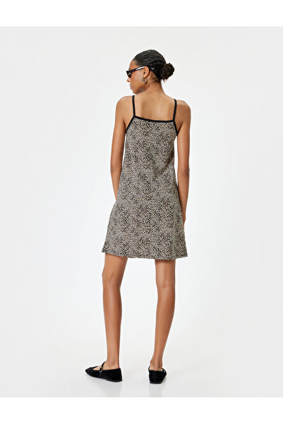 Koton Leopard Patterned Relaxed Fit Flared Mini Dress