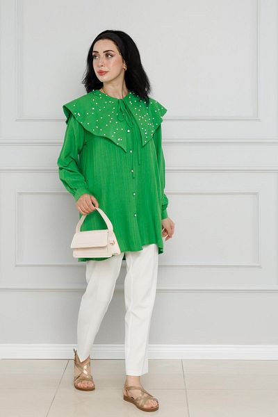 Sevitli Tunica cu guler lat cu perla verde Benetton
