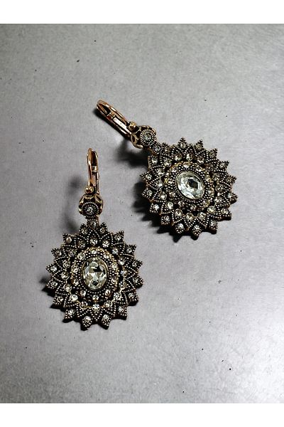 FAYRA ACCESSORIES Sun Earrings - Crystal Stone Detailed