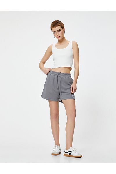 Koton Mini Shorts Comfortable Fit with Tie Waist Pocket Print Detail