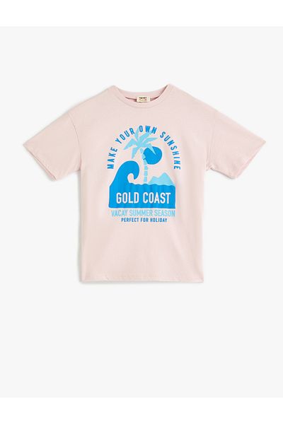 Koton Summer Cotton Oversize T-Shirt - Short Sleeve, Crew Neck