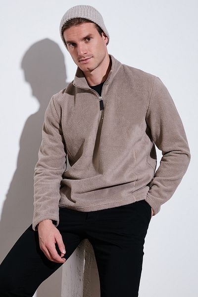 Buratti Slim Fit Guler Stand Iarna Raster Fleece Bărbați FLEECE 5906053