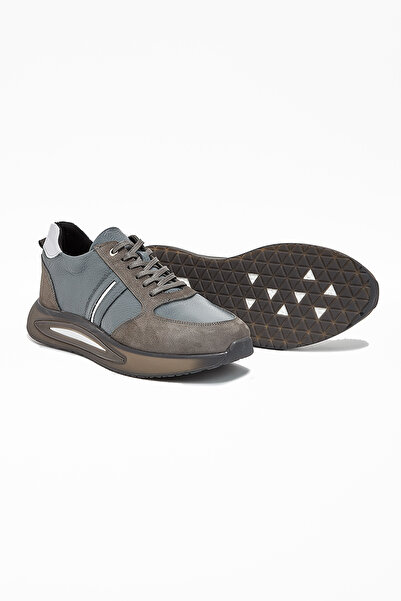 İmza Genuine Leather Gray Lace-Up Casual Shoes -1033240152