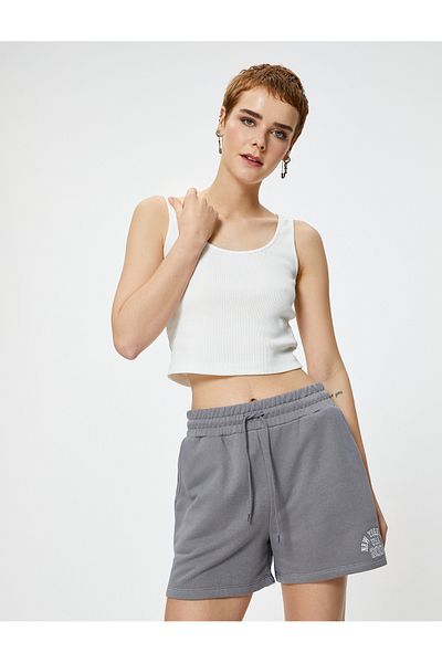 Koton Mini Shorts Comfortable Fit with Tie Waist Pocket Print Detail