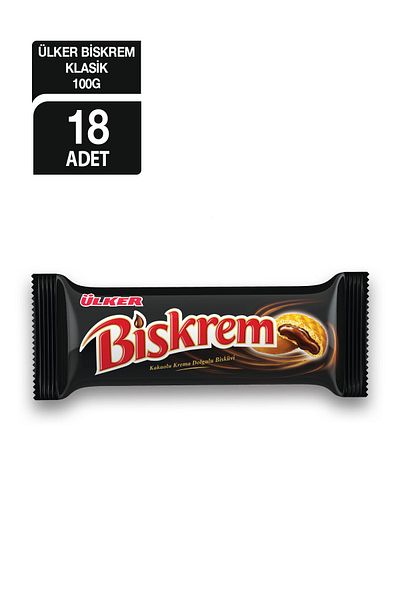Ülker Biskrem Cocoa Cream Filled Biscuits 100 g X18 Pieces