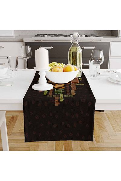 Else Dekor Husă decorativă pentru căptușeală, cu model de scrisuri maro, imprimată, rezistentă la pete, fără griji, 40x140cm
