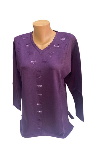 BURSPA V-Neck Stone Embroidered Winter Mother Sweater