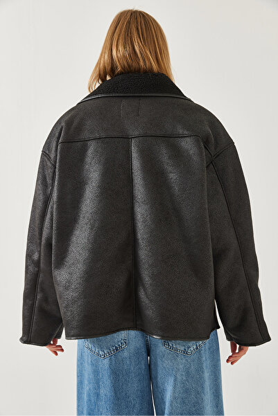 Bianco Lucci Women's Laminated Plush Coat 60351155