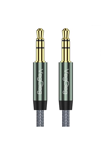 Veggieg 3.5mm Jack TRS Hi-Fi Örgülü AUX Ses Kablosu 1 Metre