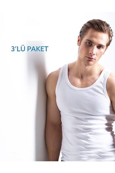 İmza White 100% Cotton 3-Piece Tank Top1062235151