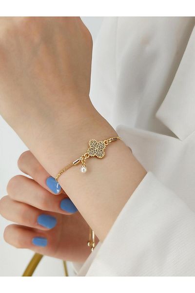 Çlk Accessories سوار البرسيم الفاخر مع اللؤلؤ - مع مصعد