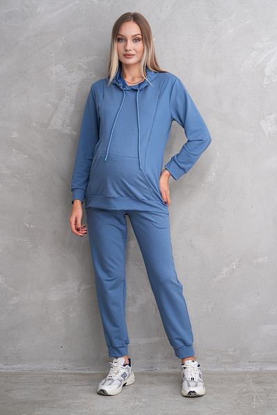 Miss Dünya Lissa Indigo Maternity and Maternity Hooded Sweatshirt Tracksuit Set