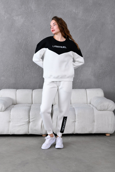 The Besso Σετ αθλητικής φόρμας Lamanuel με κέντημα στο λαιμό - 100% βαμβάκι, υπερμεγέθη κοπή, 3 κλωστές με ανάγλυφο