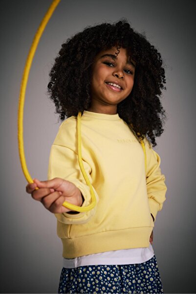 BABOKAH (Kids Girl) Bisiklet Yaka Şardonsuz Oversize Sweatshirt