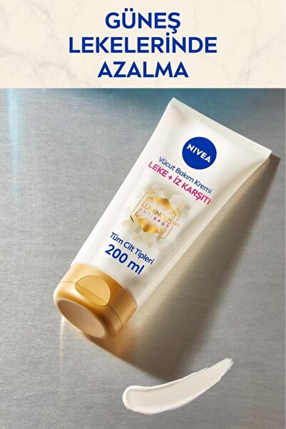 NIVEA Luminous630 Leke Ve İz Karşıtı Vücut Bakım Kremi 200ml, Güneş Lekesi ve Çatlak Karşıtı, Nemlendirici