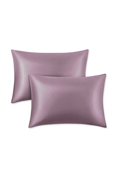 Evim Комплект от 2 калъфки за възглавници от органичен памук, сатен, цвят лилаво, 50x70 cm