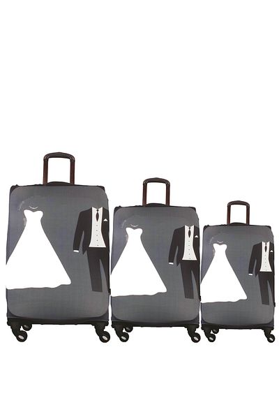 MY SARACİYE Saracye Luggage Cover - Suitcase, Medium and Cabin Size Set, Bride Groom 08