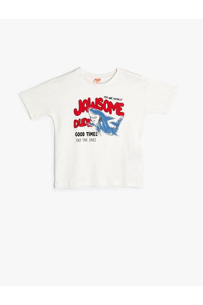 Koton Sleeve Bicycle T-Shirt - Shark Printed Cotton