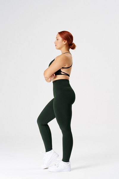 qlu Attractive Collection Women's Dark Green Seamless / Seamless Scrunch Leggings