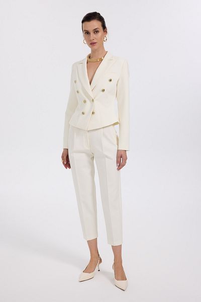 Ekol Ecru Side Pocket Pipe Leg Trousers