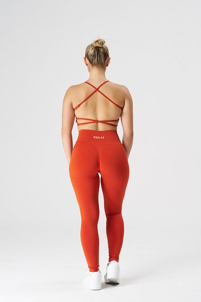qlu Attractive Collection Women's Orange Seamless / Seamless Scrunch Leggings