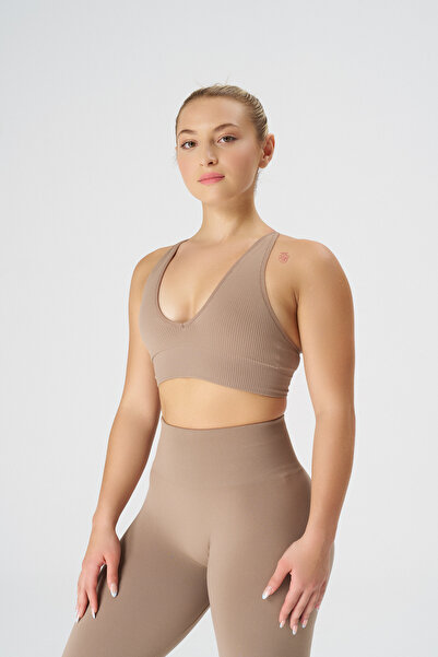 qlu Ανοιχτό καφέ χωρίς ραφή γυναικείο τριγωνικό σουτιέν - Αθλητικό σουτιέν Ελκυστική συλλογή