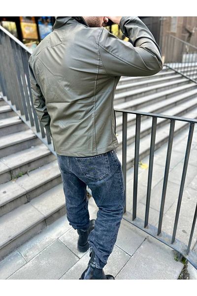 elkumoda Δερμάτινο παλτό Δερμάτινο μπουφάν με χιαστί φερμουάρ και ζώνη New Season Pocket