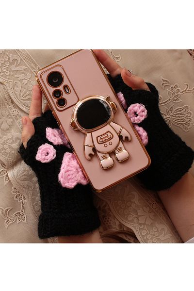 TRENDİN YOLU Handmade Black Paw Korean Style Gloves Fingerless Model Winter