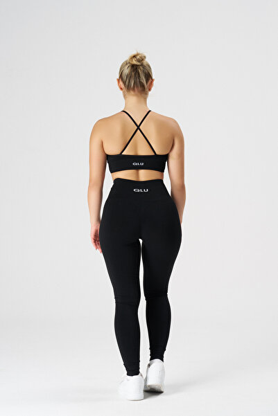 qlu Attractive Collection Women's Black Seamless / Seamless Scrunch Leggings