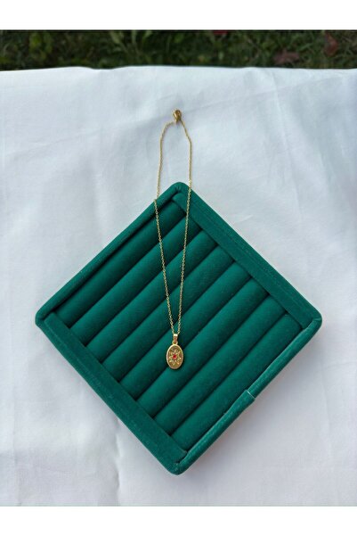 MİOSAPRİVE 316L Kararmaz Çelik Altın Kaplama Taşlı Vintage Kolye ( 3 Renk Seçeneği Mevcuttur )